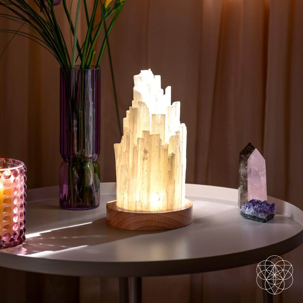 Natural Selenite Accent Lamp – Handcrafted Ambient Light